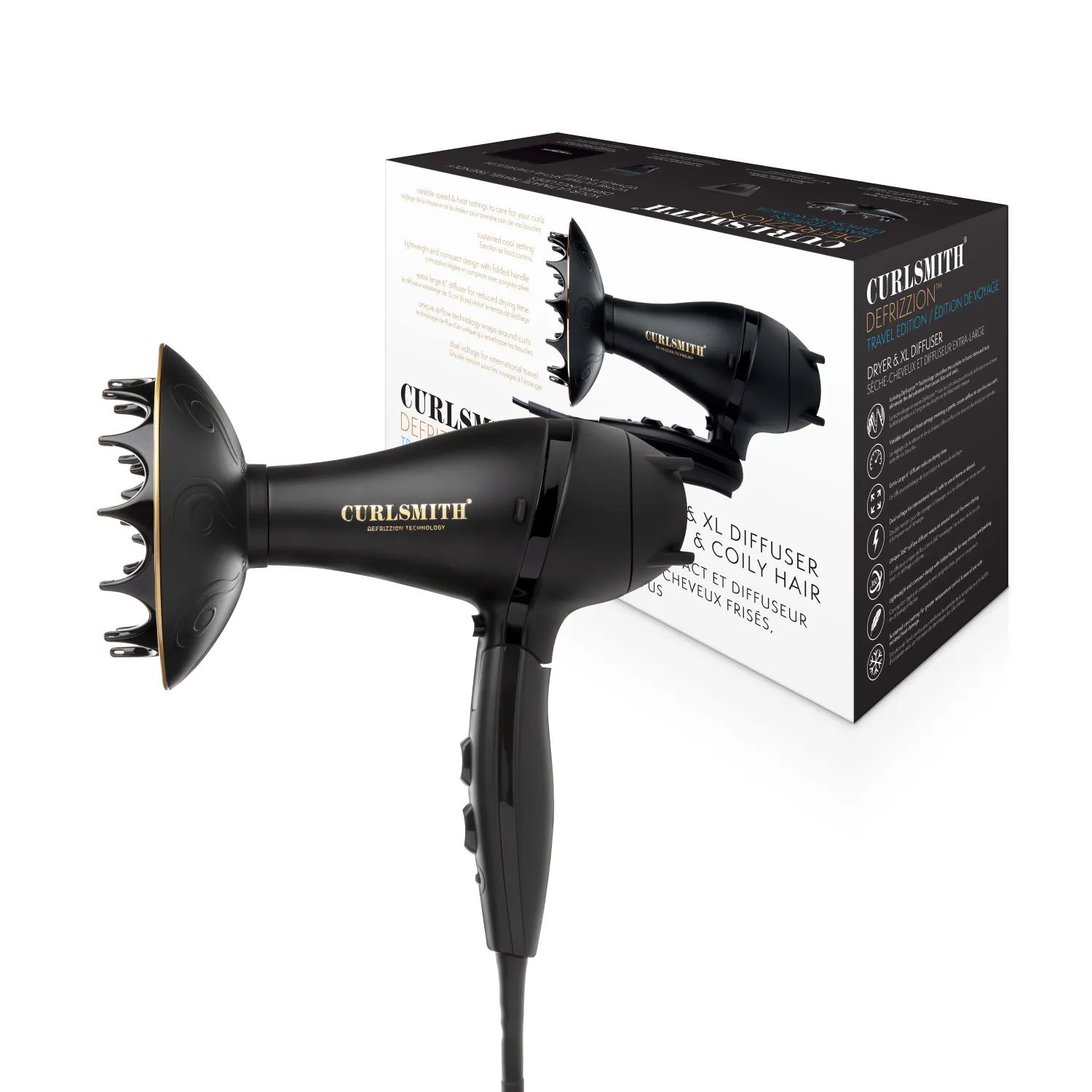 Hot Tools Curlsmith Travel Defrizzion asciugacapelli incl. diffusore XL