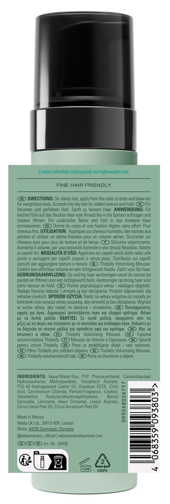 Sebastian Volupt Thickefy Mousse volumizzante