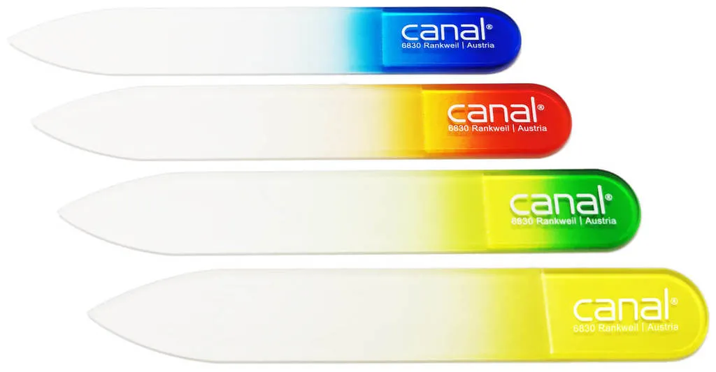 Canal Glass Nail File with Coloured Handle - 8 cm