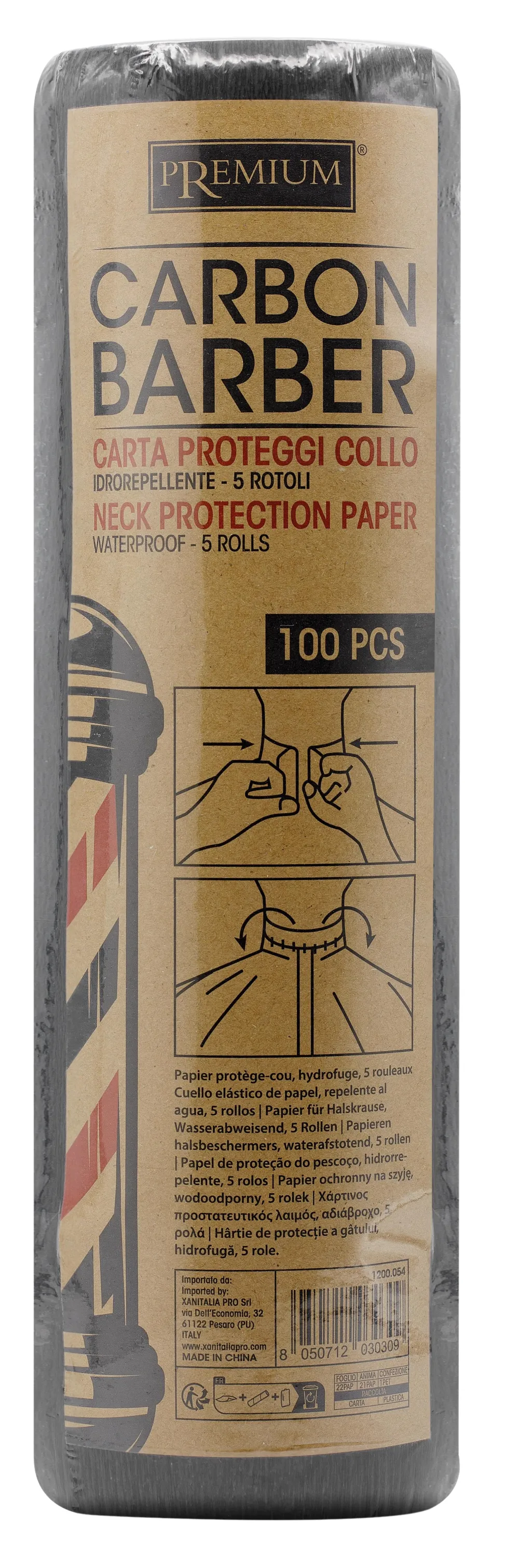 Xanitalia Carbon Barber carta protettiva per nuca 5 pezzi × 100 strisce