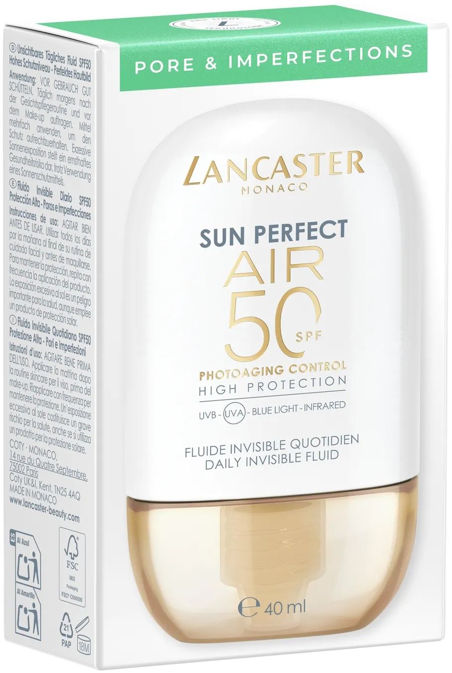 Lancaster Sun Perfect AIR Daily Invisible Fluid SPF50 Pori e Imperfezioni