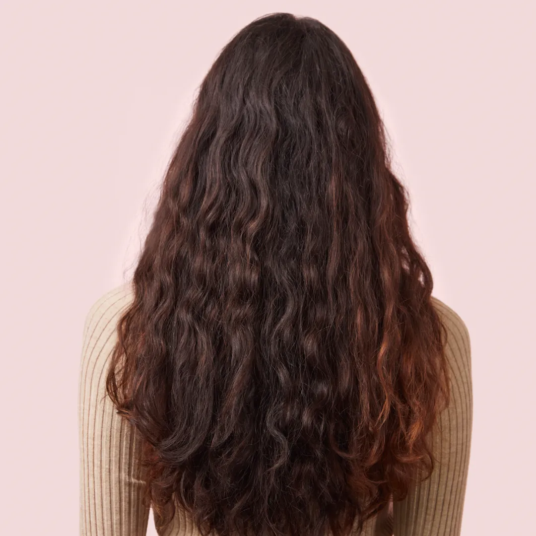 Braune lange Haare vor dem Glossing mit Wella Shinefinity