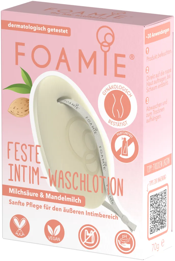 Foamie detergente intimo solido con acido lattico e latte di mandorle