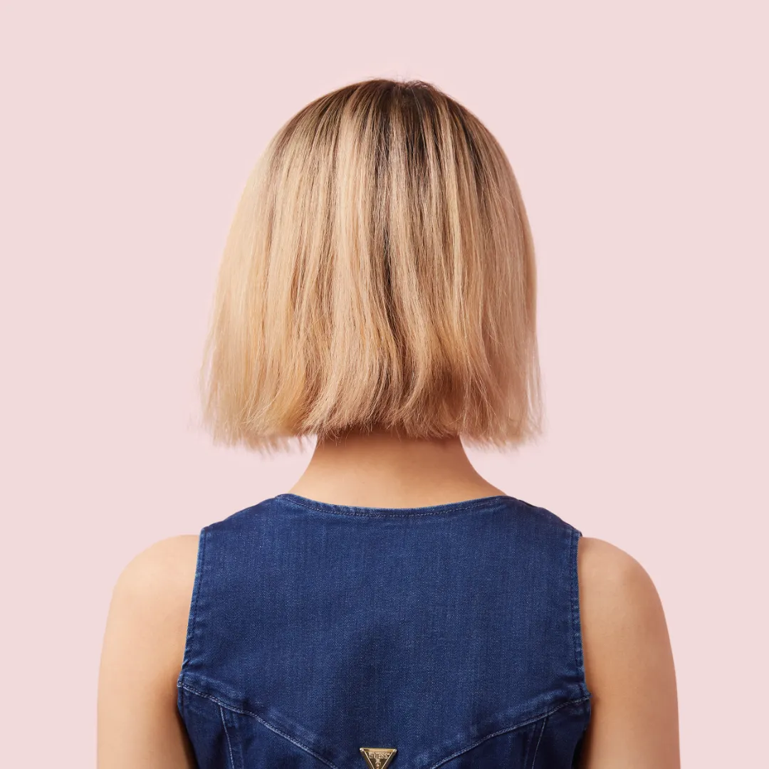 Blondierte Haare vor dem Glossing mit Wella Shinefinity