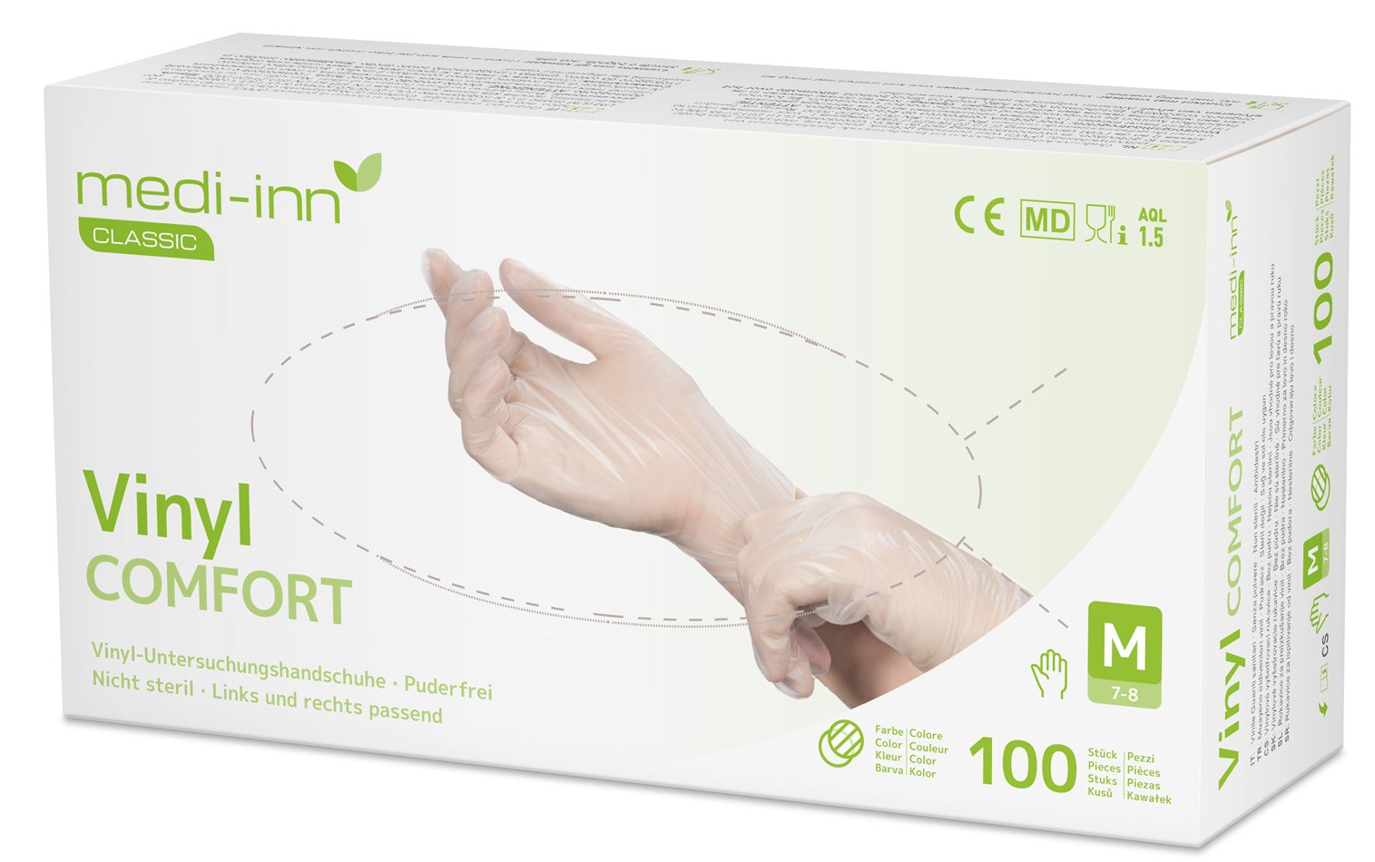 Medi-Inn Vinyl Comfort Guanti monouso trasparenti senza talco