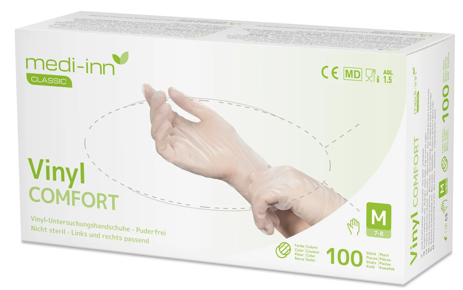 Medi-Inn Vinyl Comfort Guanti monouso trasparenti senza talco