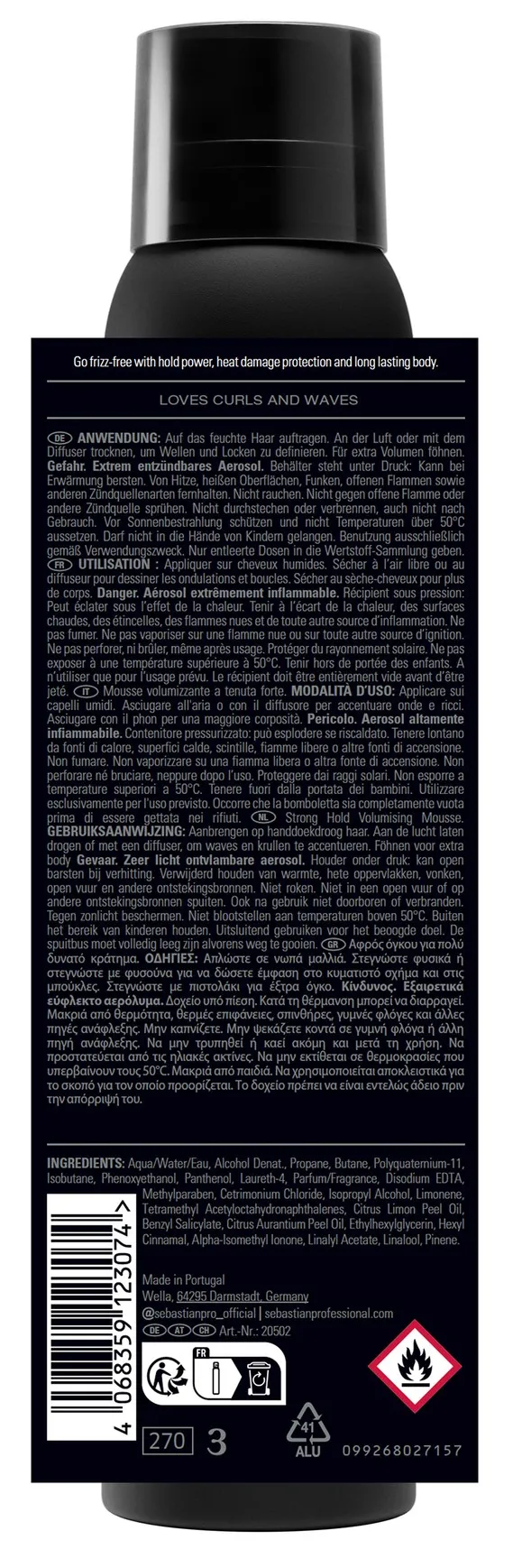 Sebastian Mousse Forte Forte tenuta volumizzante Mousse