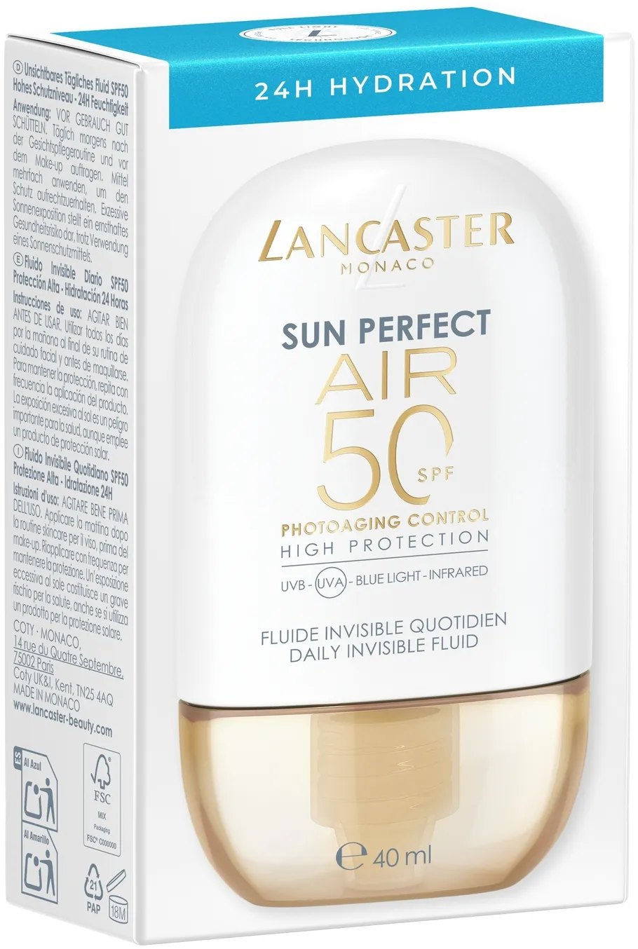 Lancaster Sun Perfect AIR Daily Invisible Fluid SPF50 24H Idratazione