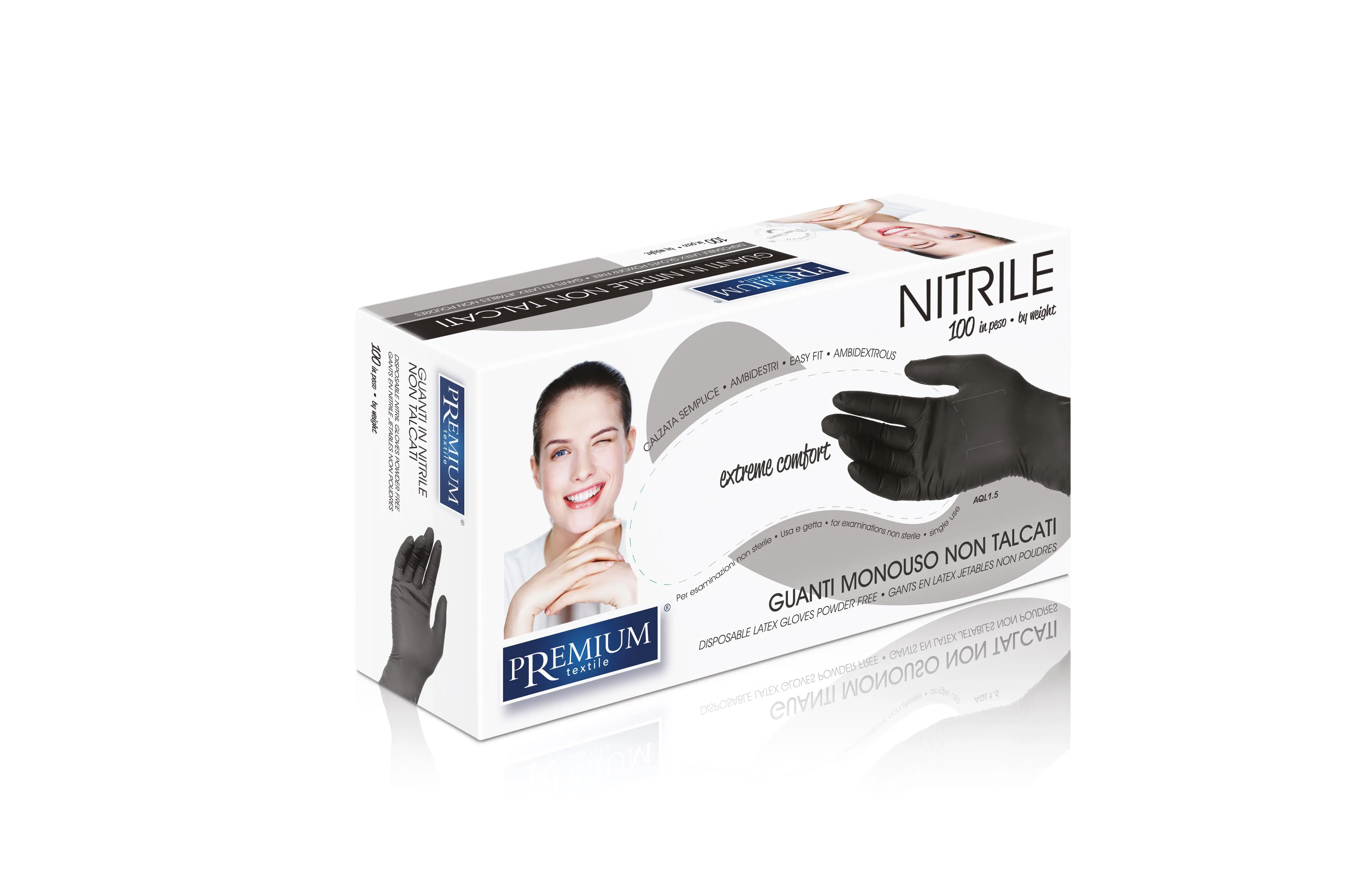 Guanti usa e getta in nitrile Xanitalia, senza talco, taglia: S