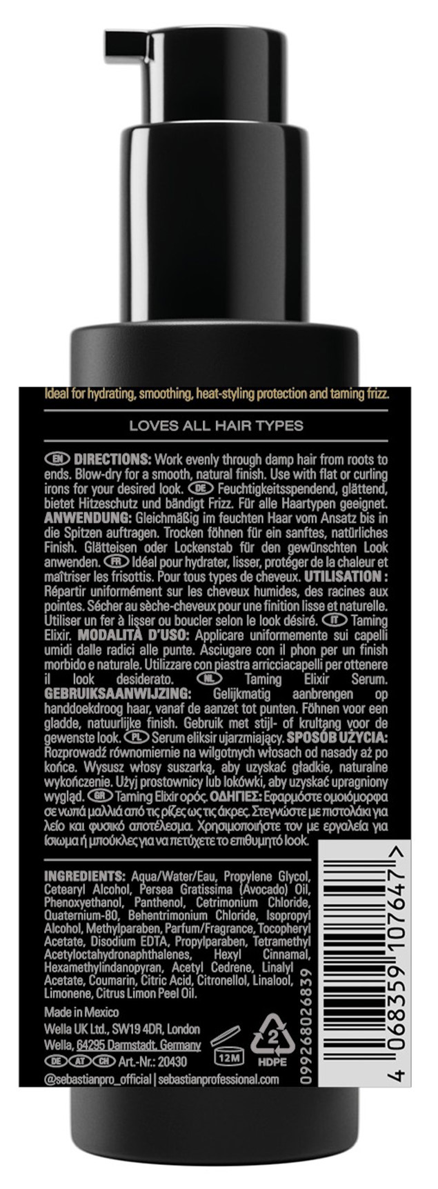 Sebastian Dark Oil Elisir Serum Lisciante